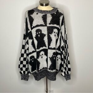 Fantastic Fawn Black White Ghost Checkered Sweater